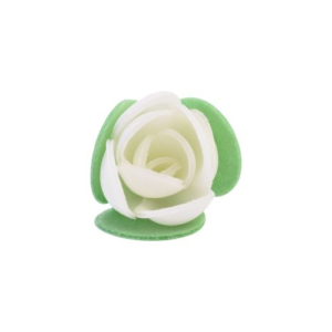 ROSE IN CIALDA BIANCHE CON FOGLIE