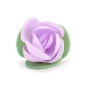 ROSE IN CIALDA LILLA CON FOGLIE
