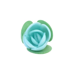 ROSE IN CIALDA AZZURRA CON FOGLIE