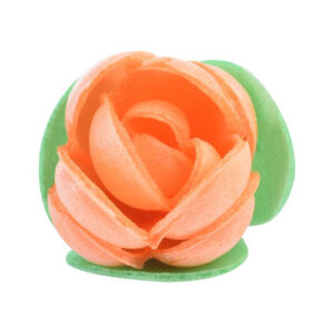 ROSE IN CIALDA ARANCIO CON FOGLIE